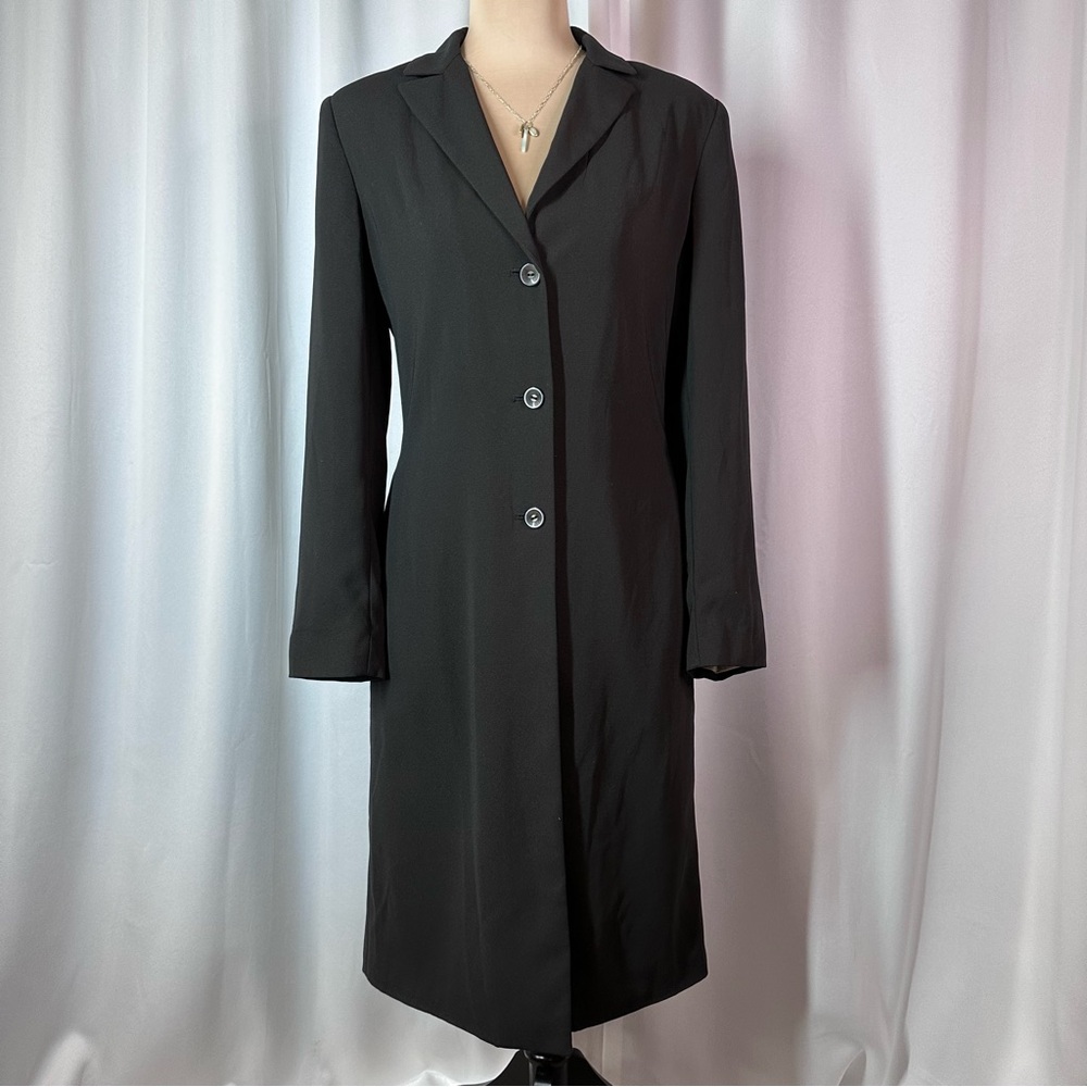 Vtg Harve Bernard Dress Length Blazer Jacket Satin Lined Sz 6 Capsule Executive